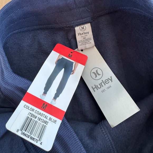 Hurley Coastal Blue Drawstring Sweatpants With Pockets Size Medium NWT - Picture 3 of 4